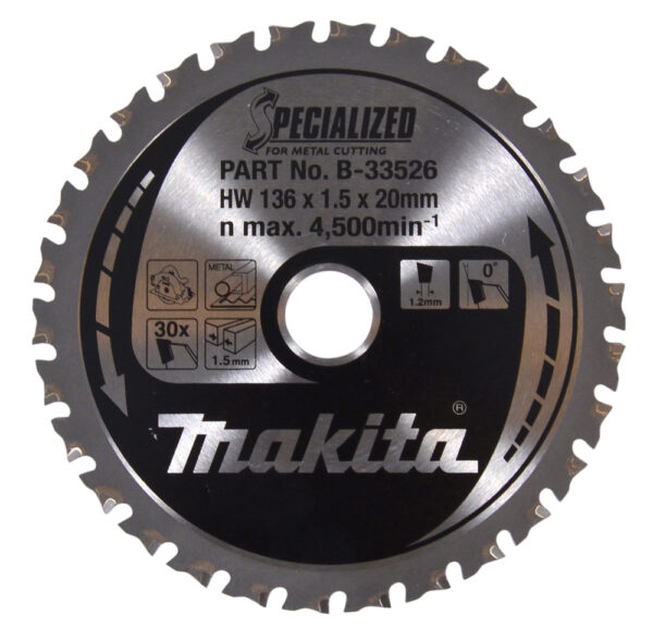 Makita 136 x 20mm x 30T TCT Metal Cutting Circular Saw Blade