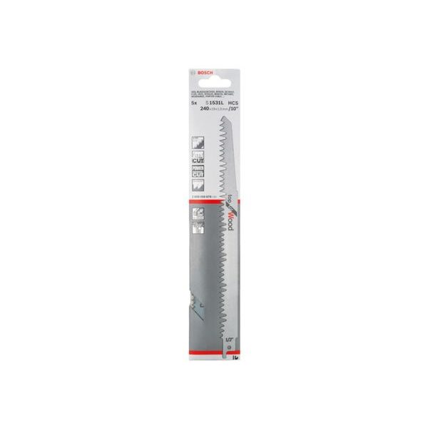 Bosch S1531L Sabre Saw Blades (5) 240mm Long - Wood Cutting