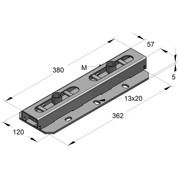 TekSpan Roller Bearing Duo Axial Pipe Slide (2 x M12) - Image 2