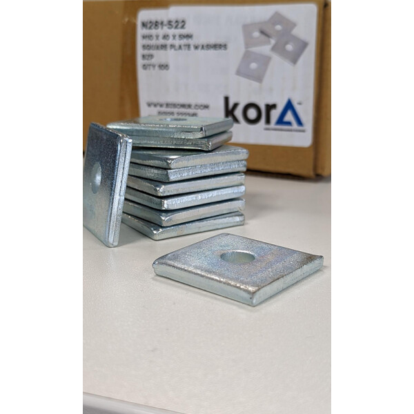 Kora M10 Heavy Duty Square Plate Washers 40mm x 5mm BZP - Image 3