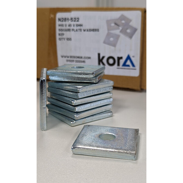 Kora M10 Heavy Duty Square Plate Washers 40mm x 5mm BZP - Image 4