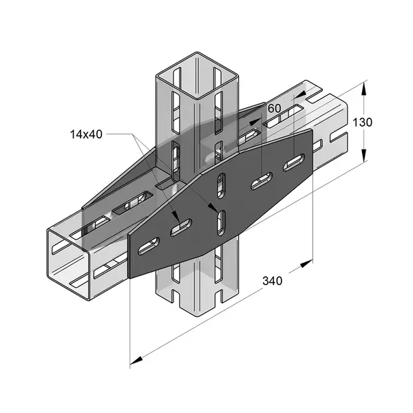 R954 122 TekSpan Cross Plate 80mm dimensions