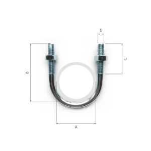 DN125 Hot Spun Galvanised Standard U-Bolts - M12 Thread (140mm OD Pipe)