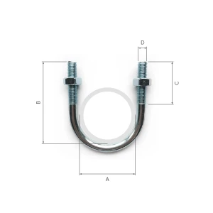 DN125 Hot Spun Galvanised Standard U-Bolts - M12 Thread (140mm OD Pipe)